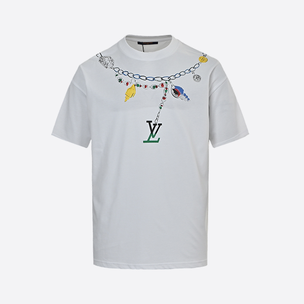 Louis Vuitton 25ss creative necklace letter logo print short sleeve