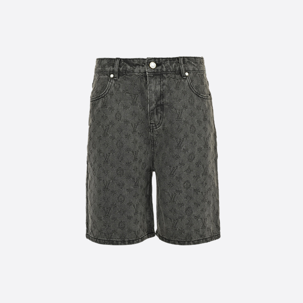 Louis Vuitton 25ss all over print monogram grey jacquard denim shorts