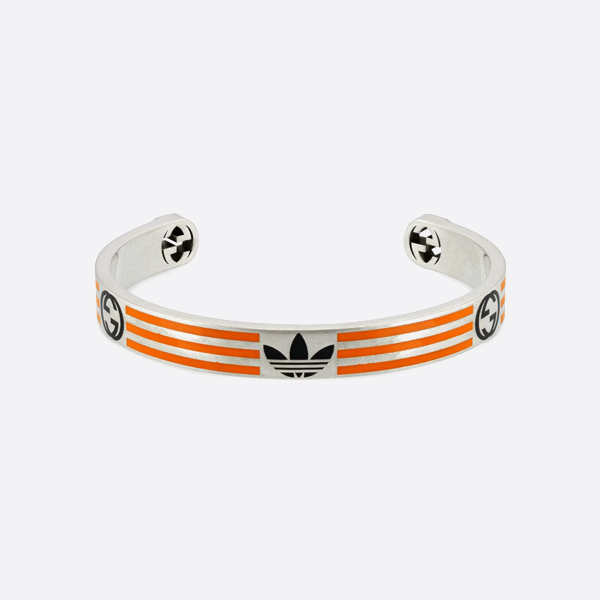 Gucci 925 sterling silver adidas joint series double G trefoil bracelet 702869 J89L0 8190