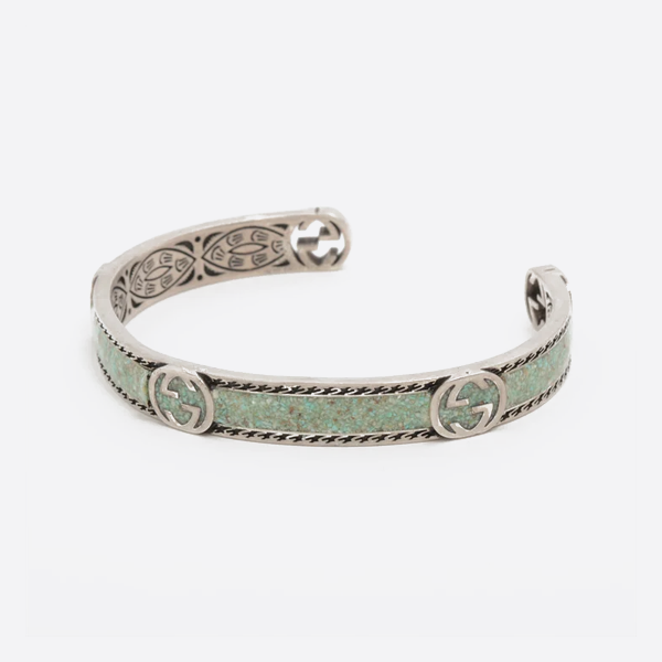 Gucci 925 sterling silver double G interlocking marble enamel A2813561