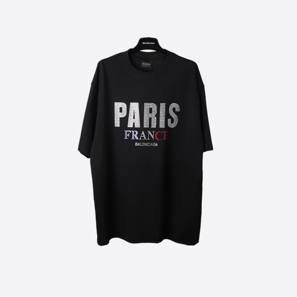 Balenciaga SS25 PARIS rhinestone short sleeves