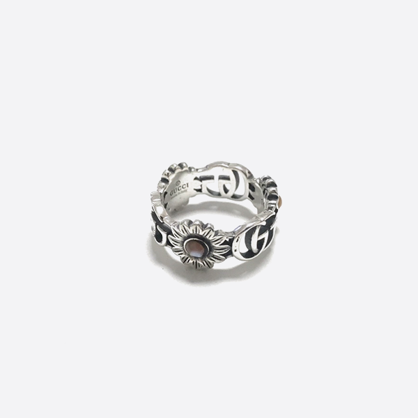 Gucci 925 Sterling Silver Double G Flower Ring 527394 J8440 8184